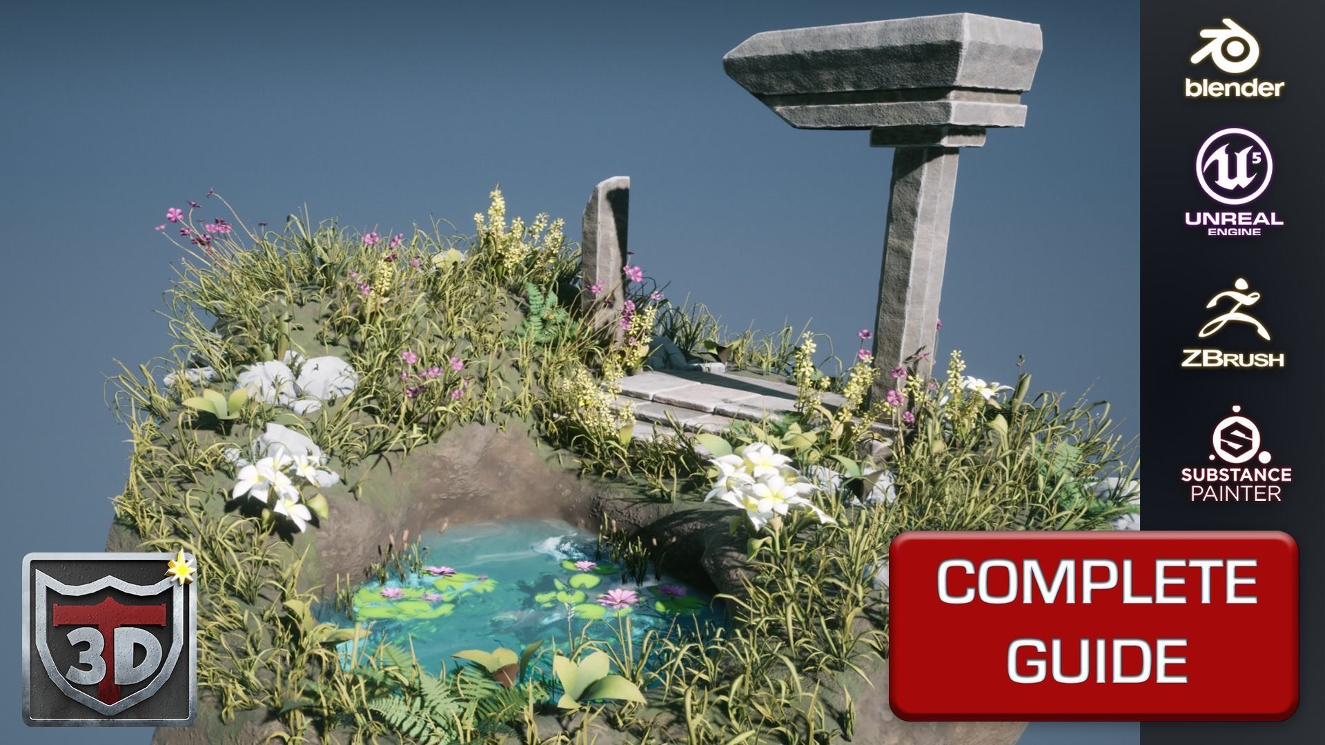 Blender 3 UE5 Stylized Foliage Guide Environment Scene 3D model_4