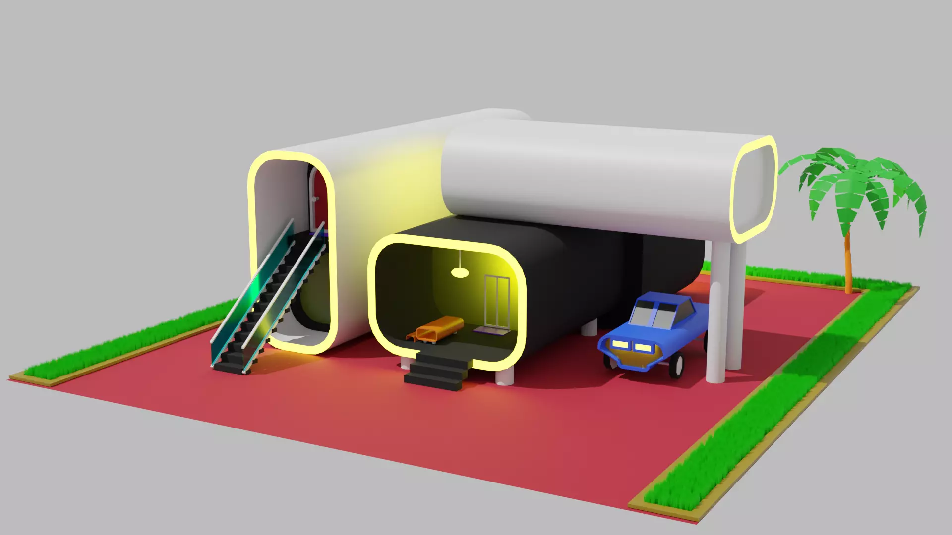 3d printed hause Low-poly 3D model_0