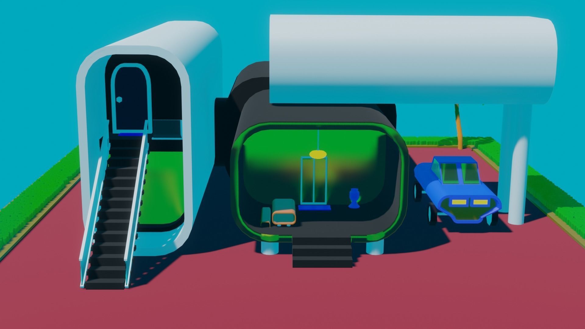 3d printed hause Low-poly 3D model_2