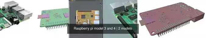 Raspberry pi model 3 and 4 3D Model Collection