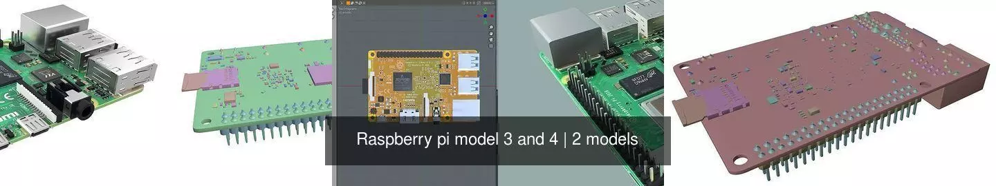 Raspberry pi model 3 and 4 3D Model Collection_0