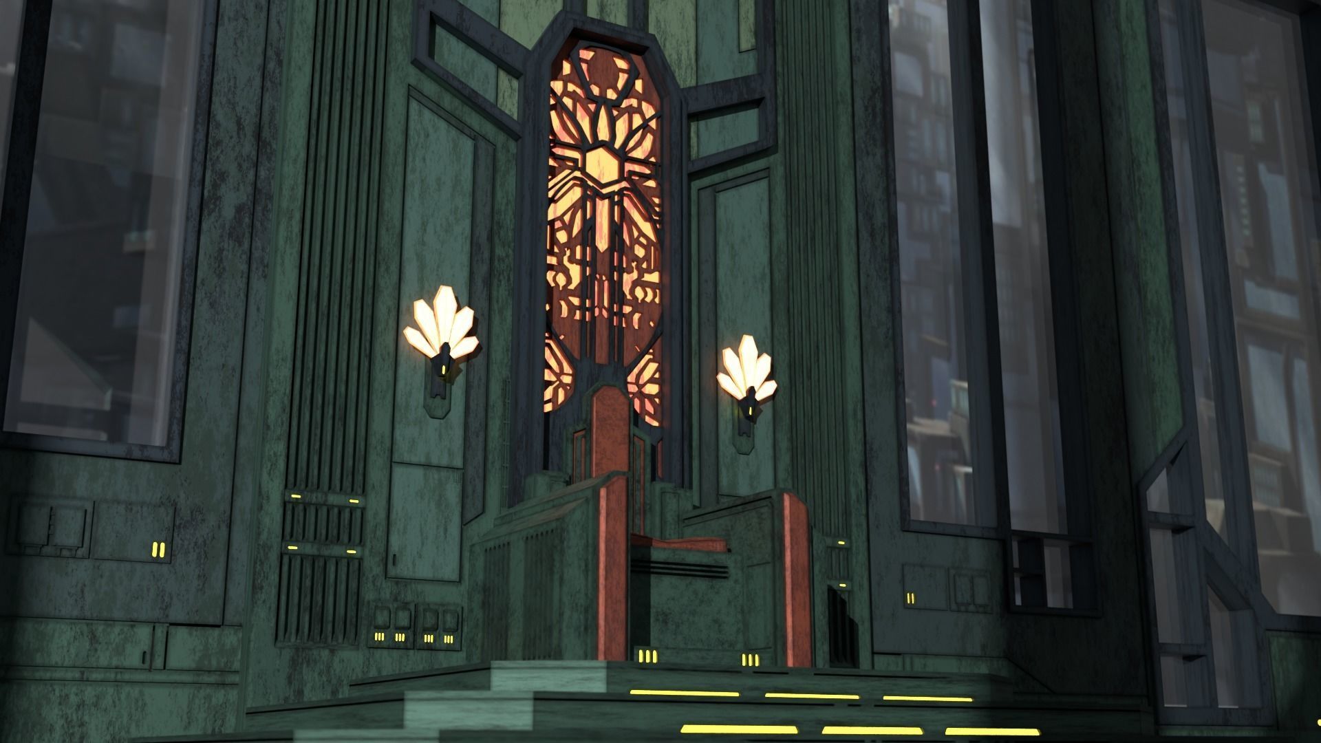 Mandalorian Throne Room 1-12 scale Blackseries 3D print model_6