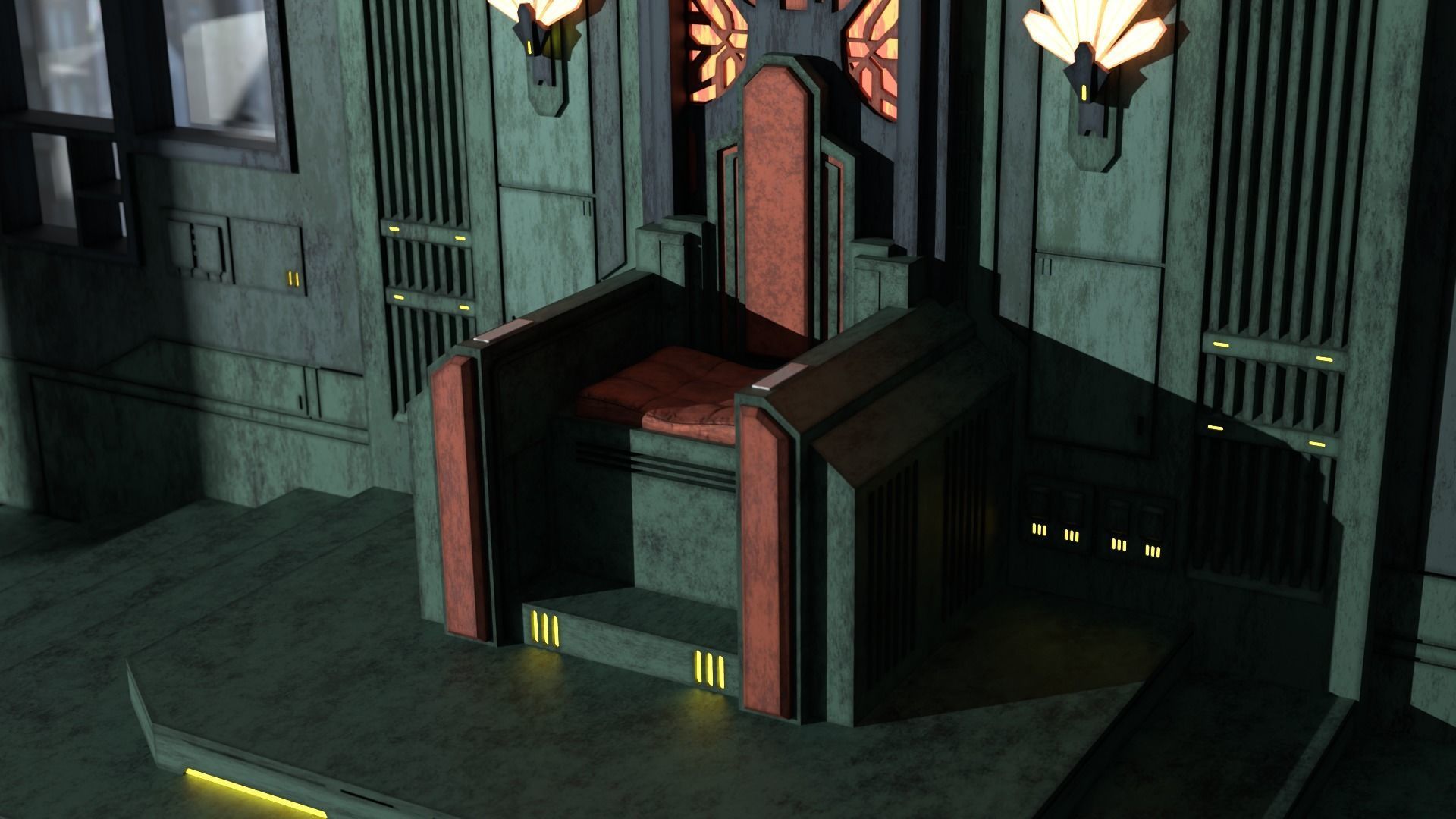 Mandalorian Throne Room 1-12 scale Blackseries 3D print model_2