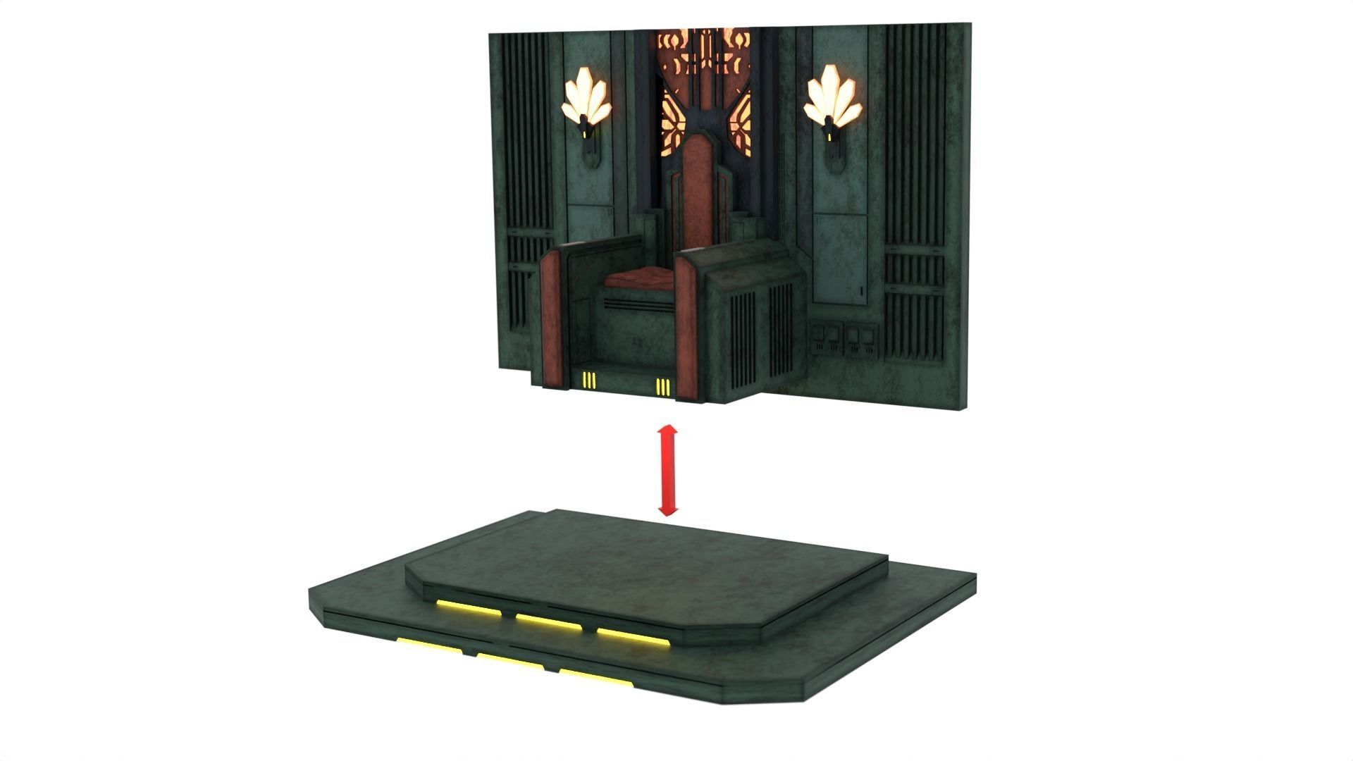 Mandalorian Throne Room 1-12 scale Blackseries 3D print model_32