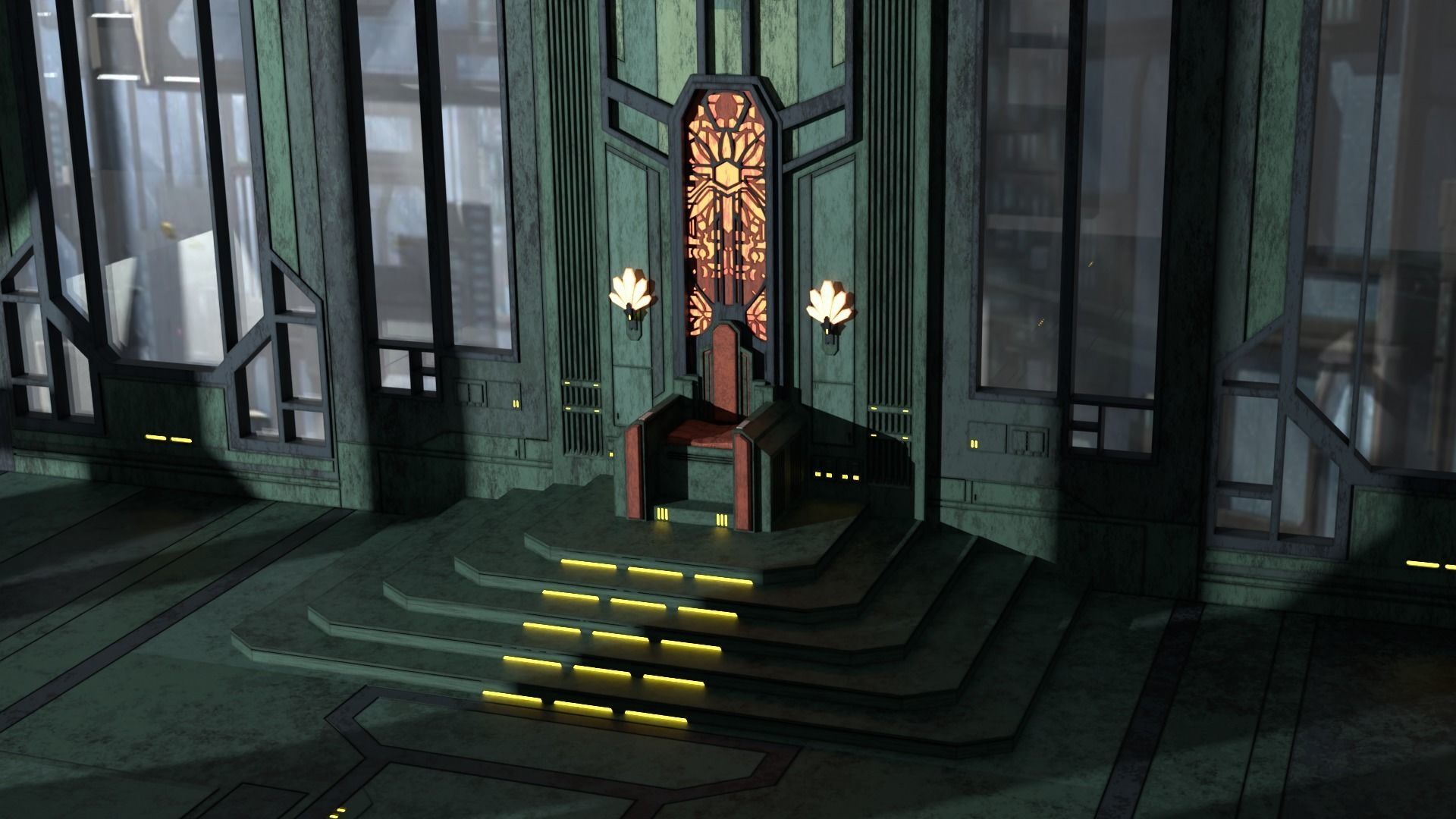 Mandalorian Throne Room 1-12 scale Blackseries 3D print model_3