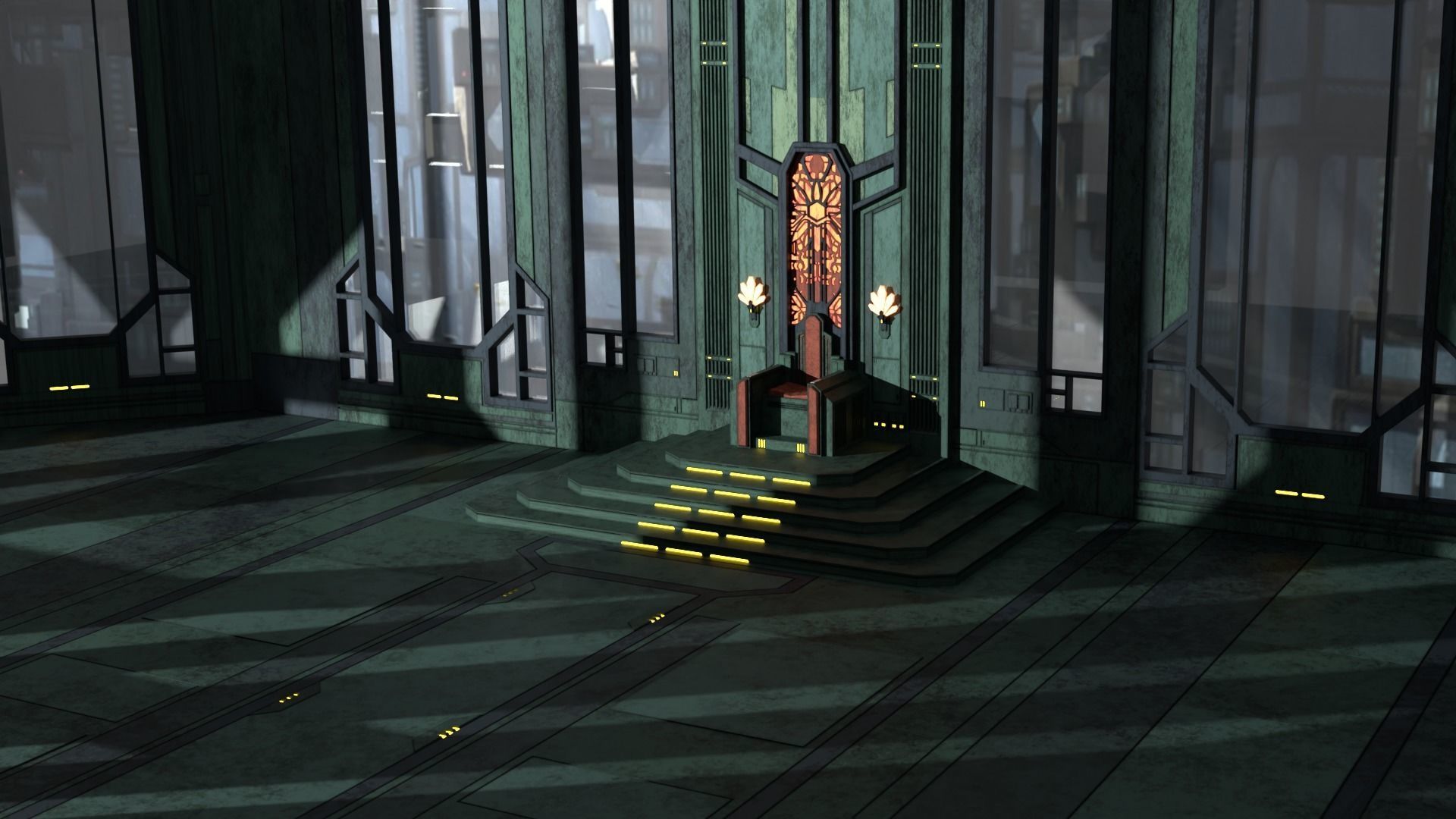 Mandalorian Throne Room 1-12 scale Blackseries 3D print model_4