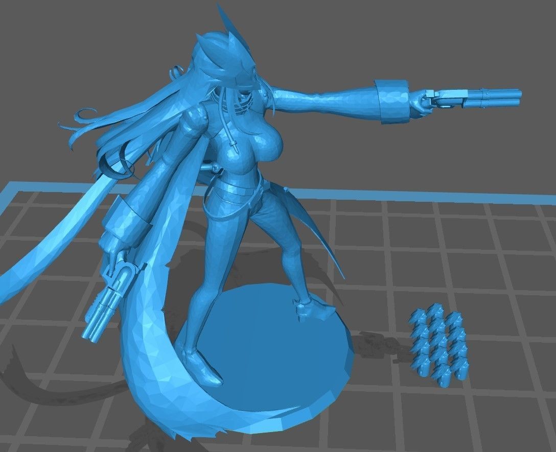 BelleStarmon female anime character holding gun 3D print model_7