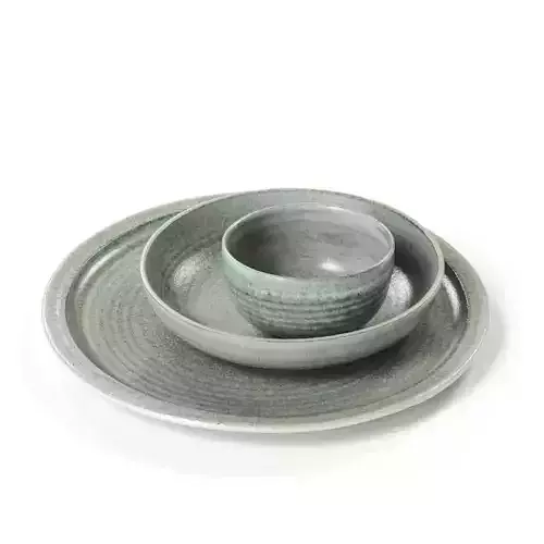 polypasta - ceramic set green grey 3D model