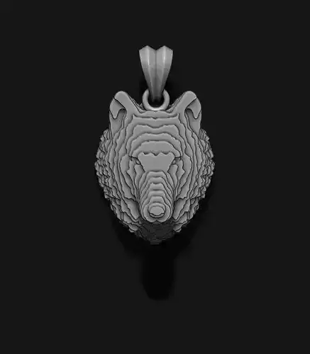 sliced Wolf pendant v2