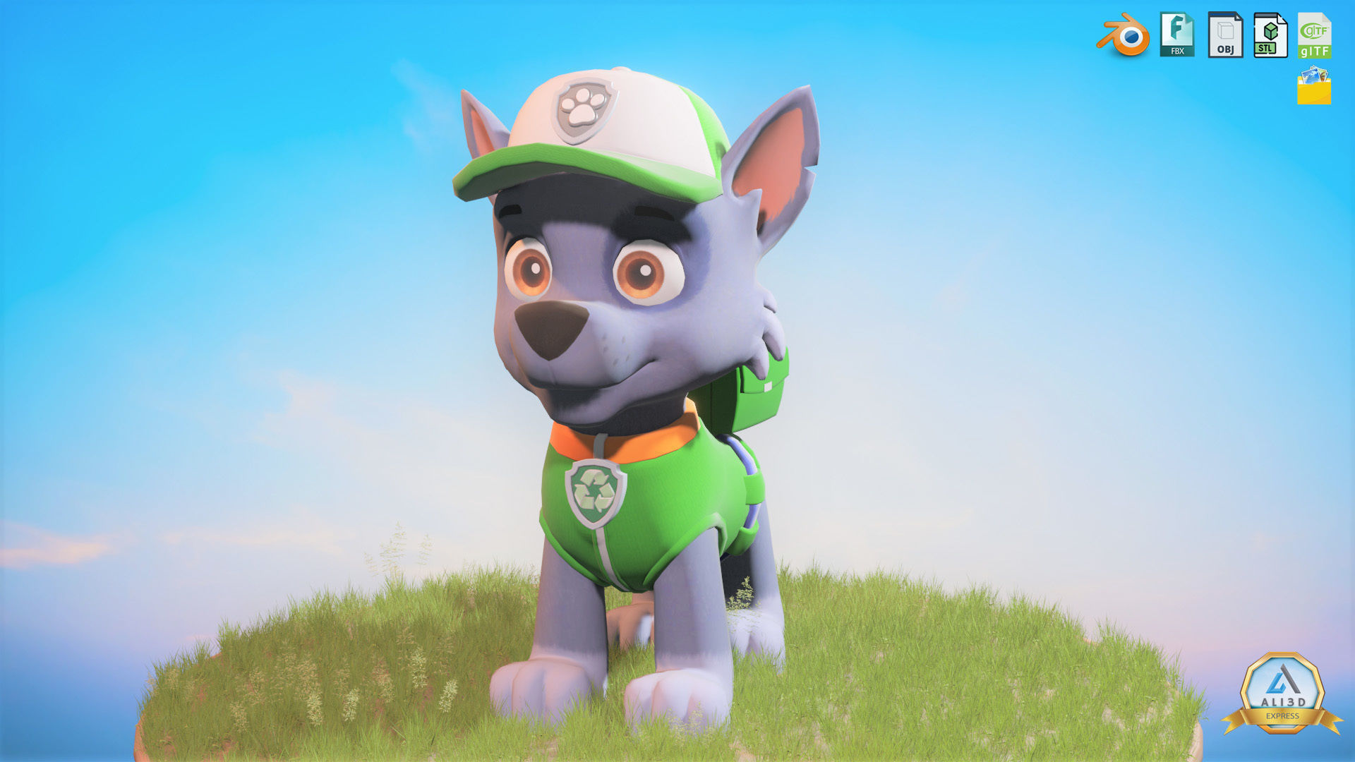 Rocky Recycle Character Animated Rigged Low-poly 3D model_6