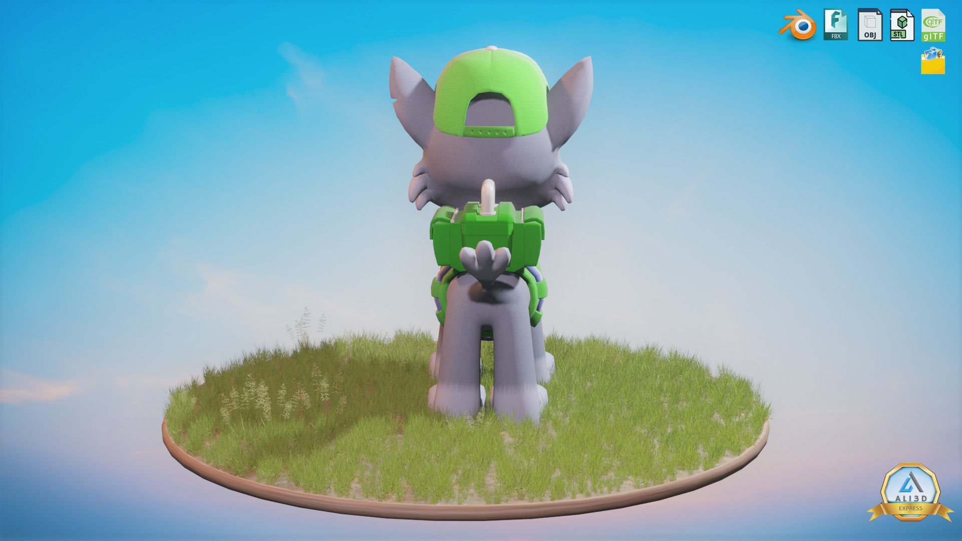 Rocky Recycle Character Animated Rigged Low-poly 3D model_10