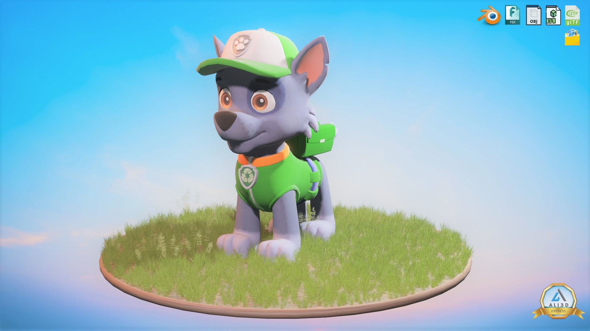 Rocky Recycle Character Animated Rigged Low-poly 3D model_9