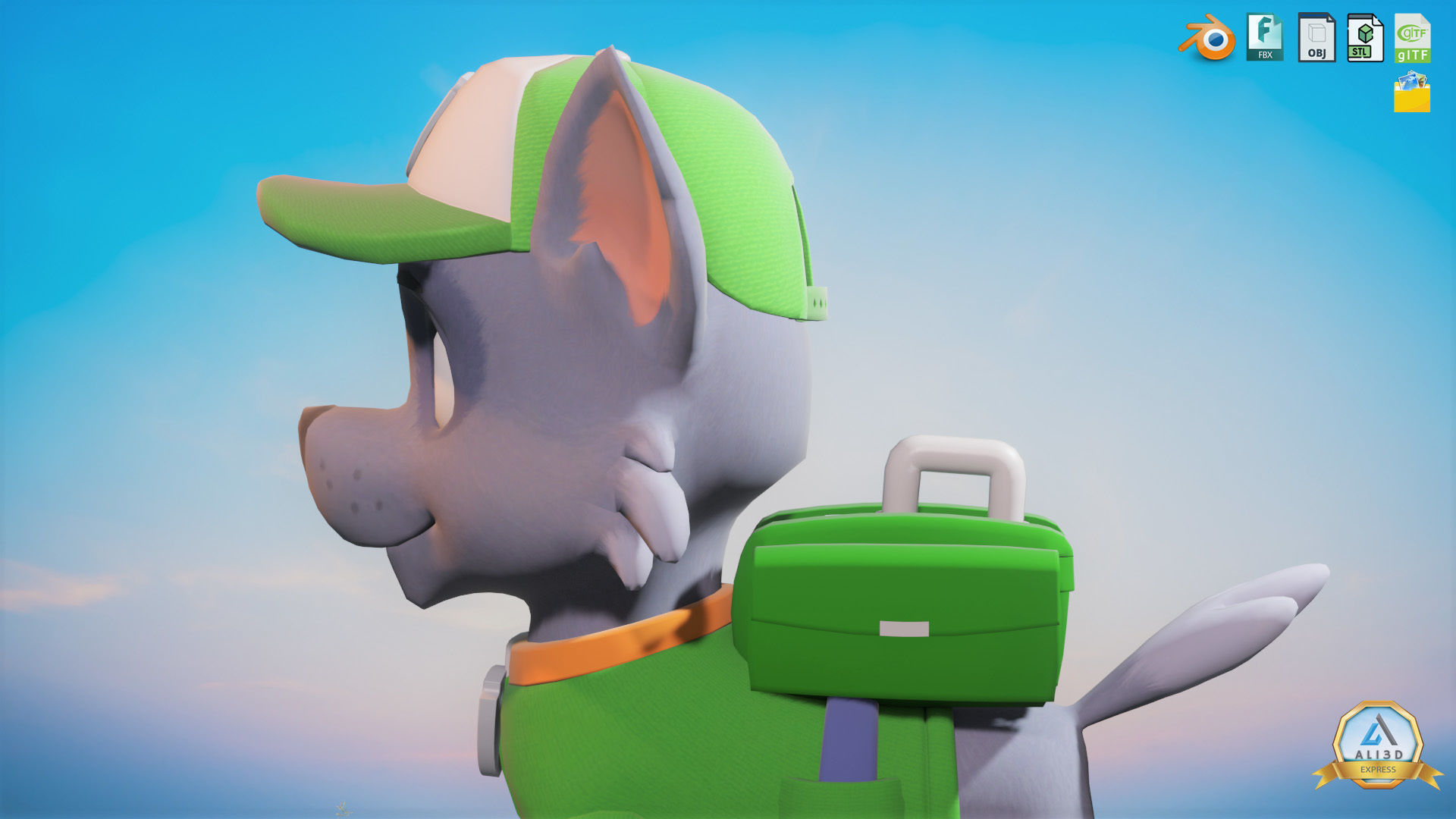Rocky Recycle Character Animated Rigged Low-poly 3D model_4