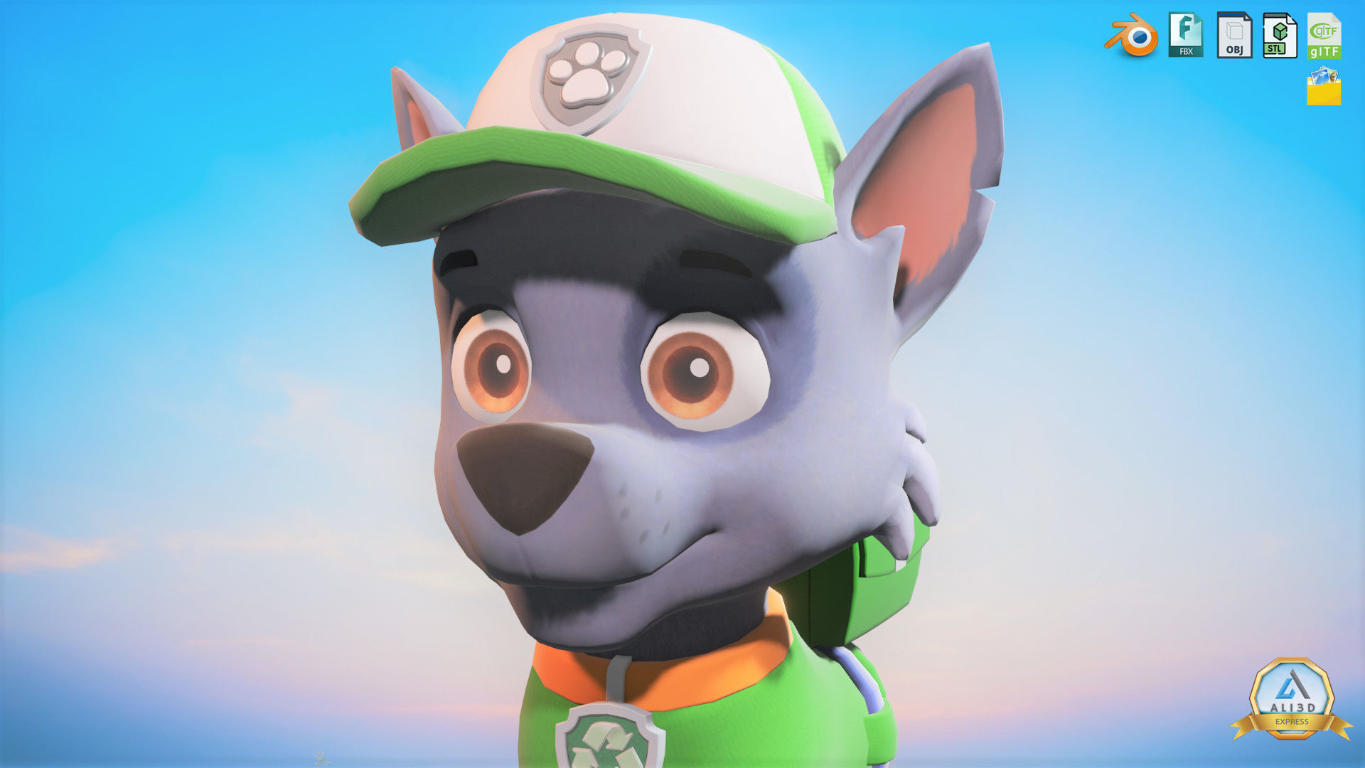 Rocky Recycle Character Animated Rigged Low-poly 3D model_5