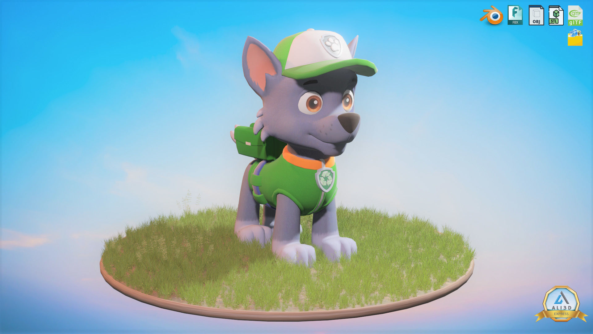 Rocky Recycle Character Animated Rigged Low-poly 3D model_7