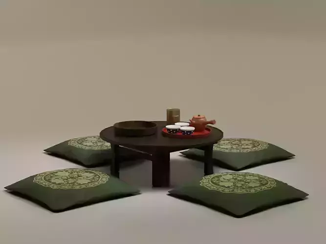 Low-Poly Japanese Tea Set