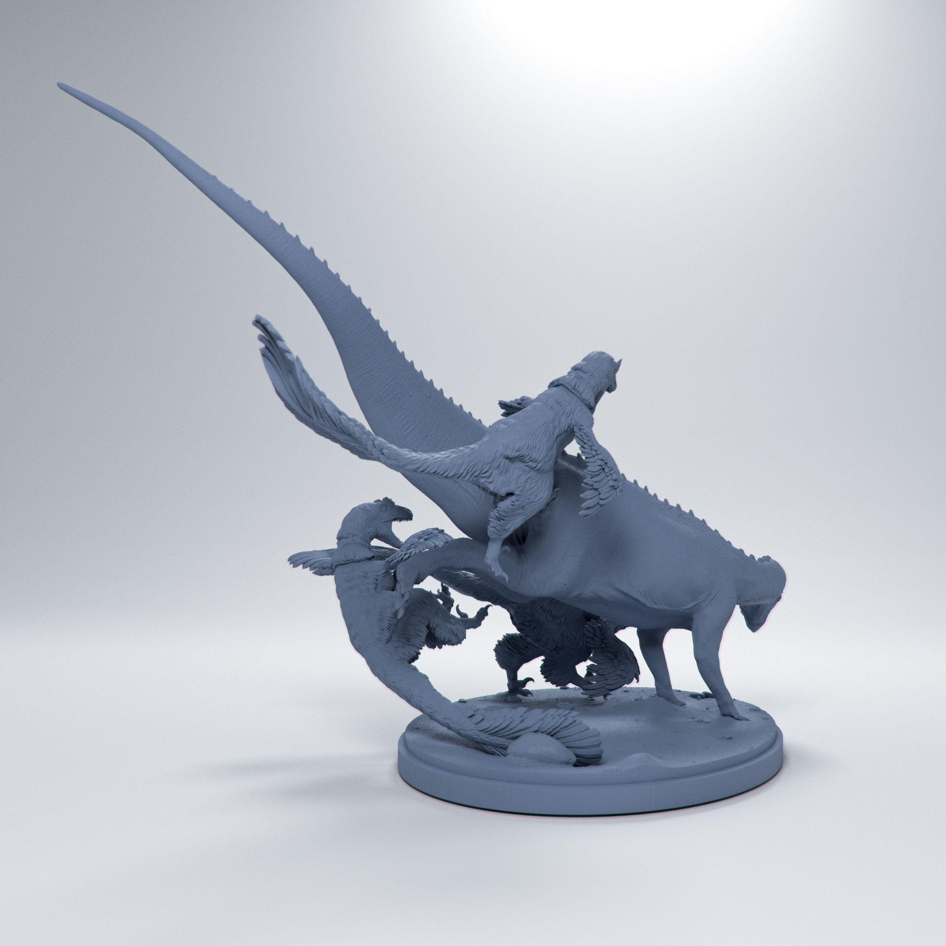 Deinonychus hunting Tenontosaurus 1-35 scale pre-supported 3D print model_3