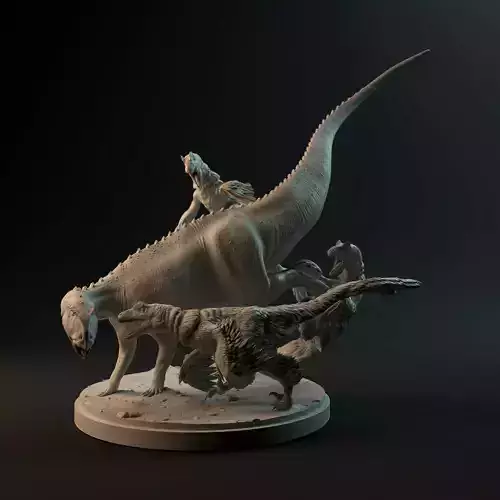  Deinonychus hunting Tenontosaurus 1-35 scale pre-supported  3D print model