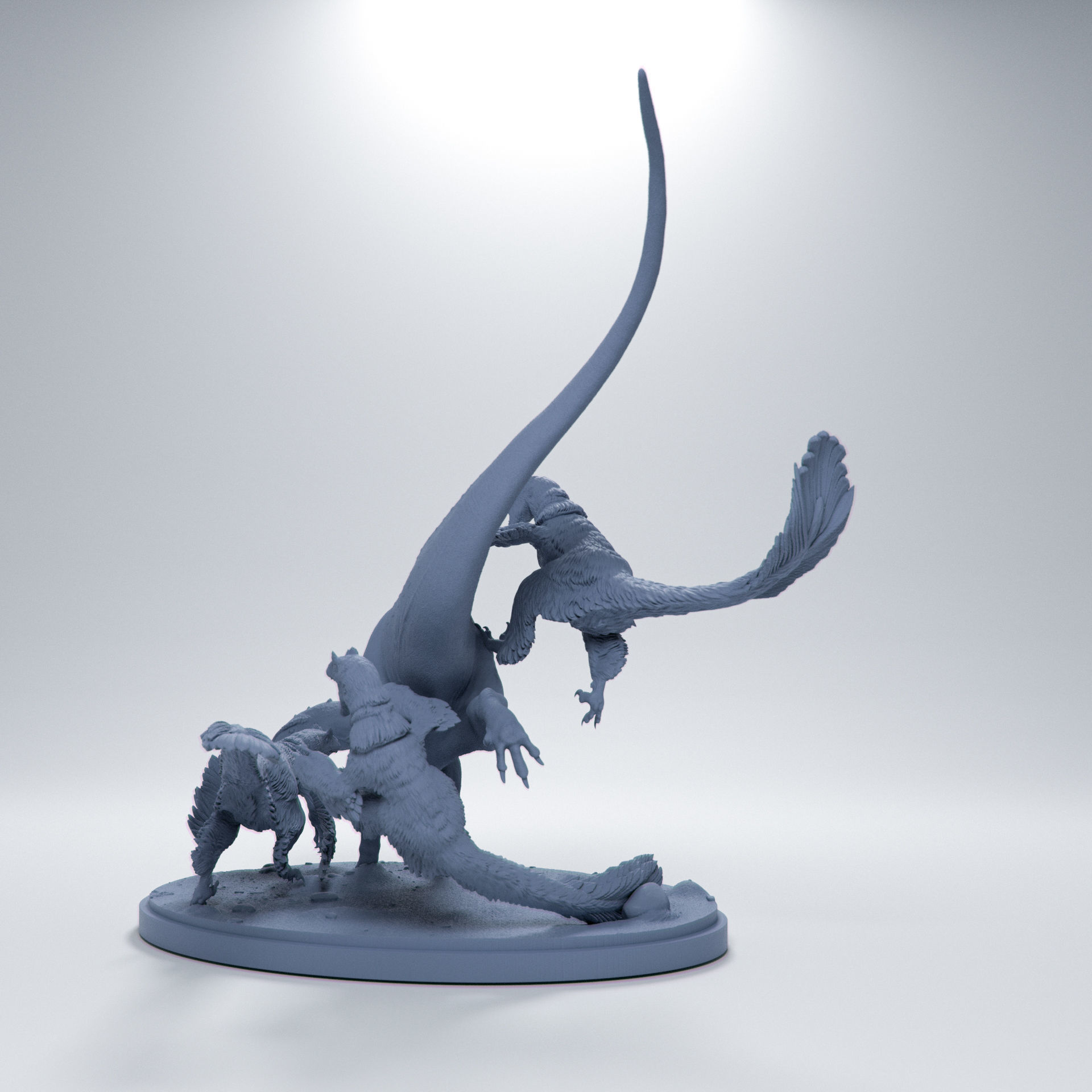 Deinonychus hunting Tenontosaurus 1-35 scale pre-supported 3D print model_2