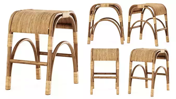 Elli Rattan Bar Stool 