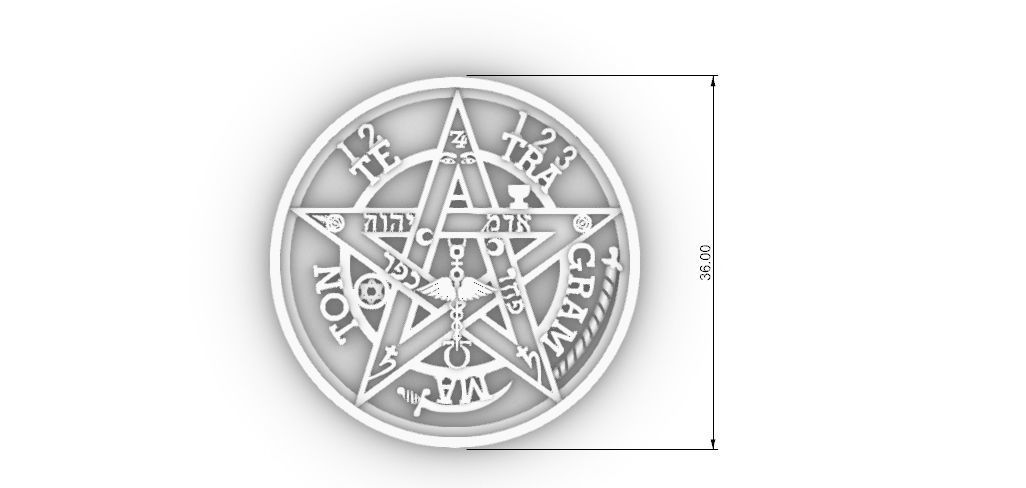 Pentagrama-Tetragrama pentagram 3D print model_3