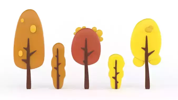 Cartoon Trees Free 3D model
