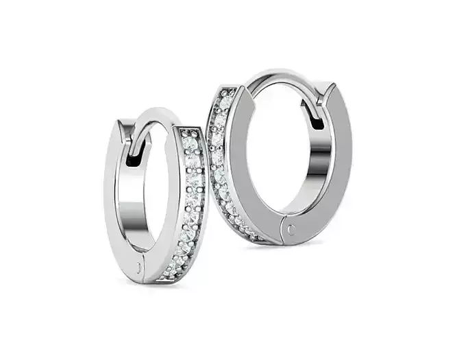 Diamond Hoop Earrings Small Hoops flat profile 3dmodel  3D print model