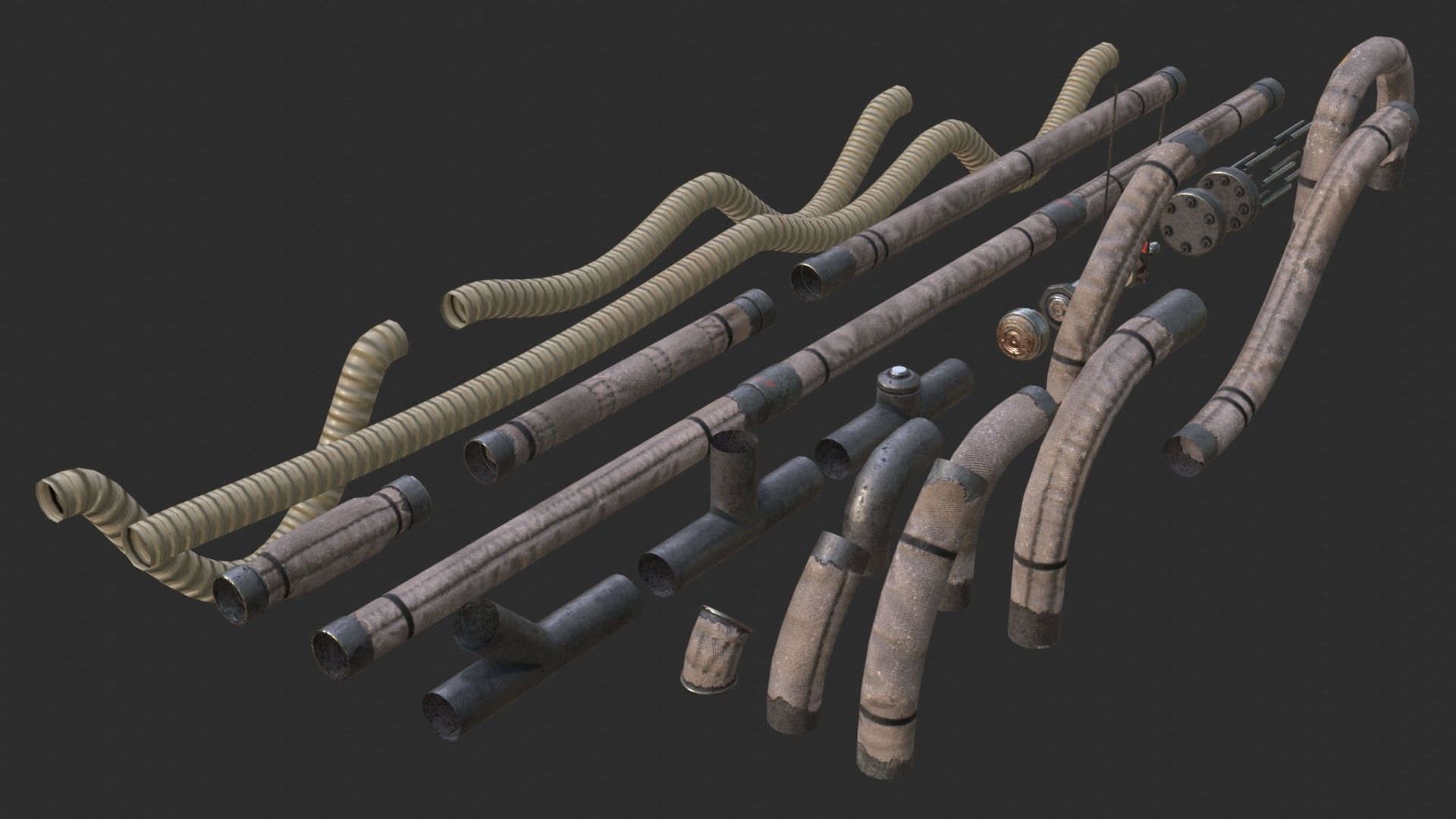 3D model Modular Pipes - Old Jute Insulated VR / AR / low-poly | CGTrader