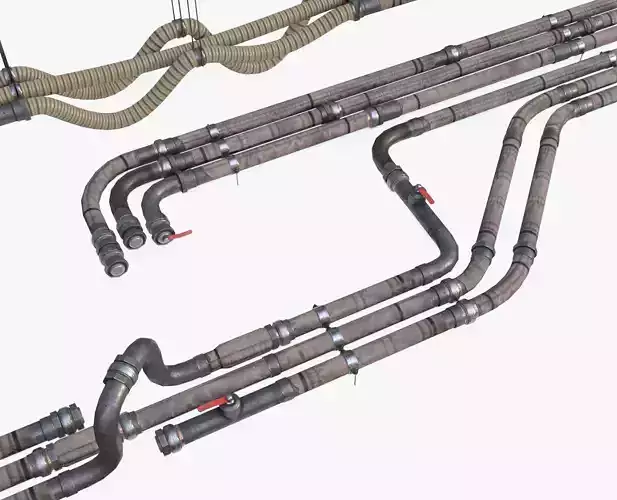 Modular Pipes - Old Jute Insulated Low-poly 3D model