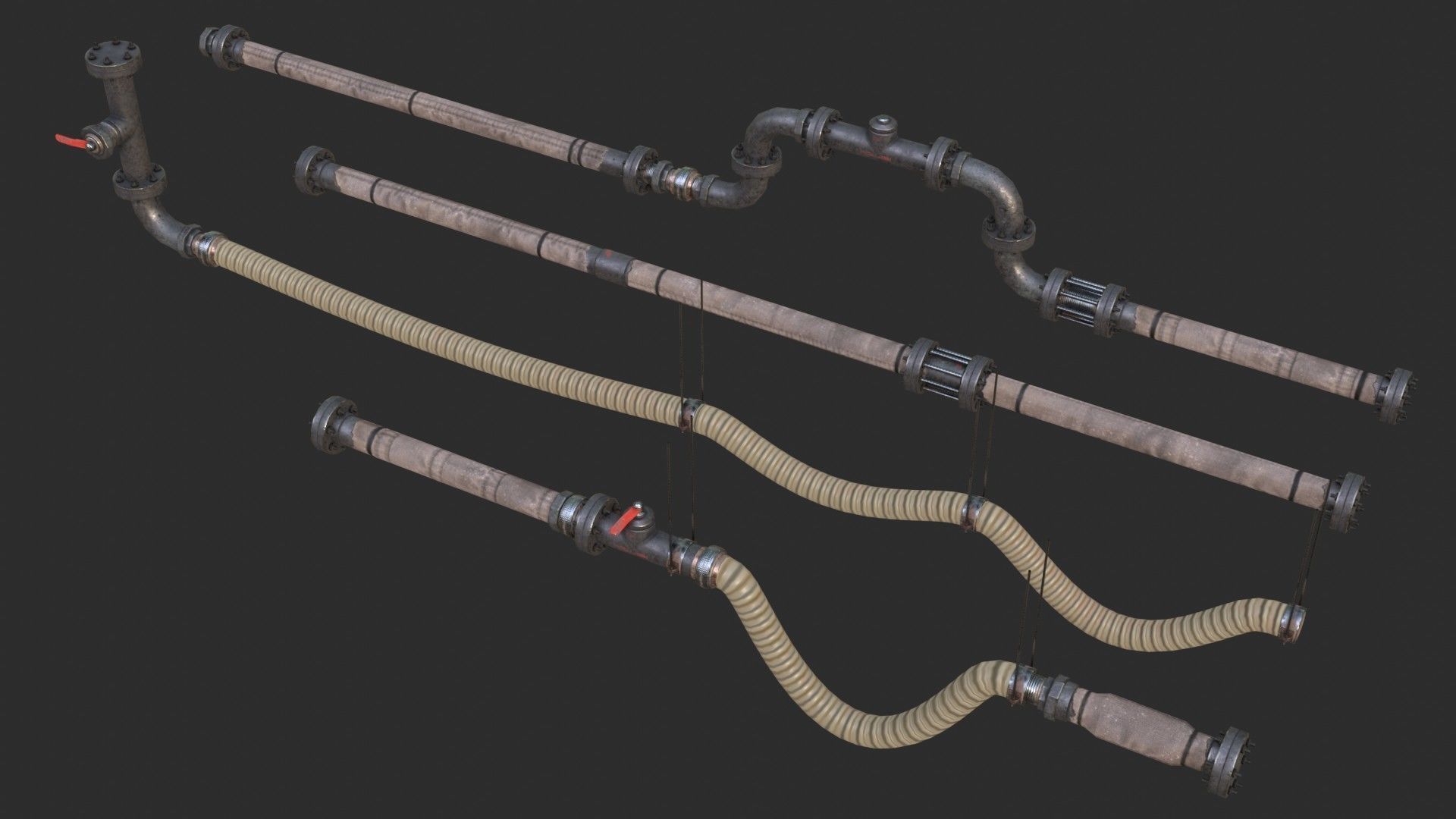 3D model Modular Pipes - Old Jute Insulated VR / AR / low-poly | CGTrader