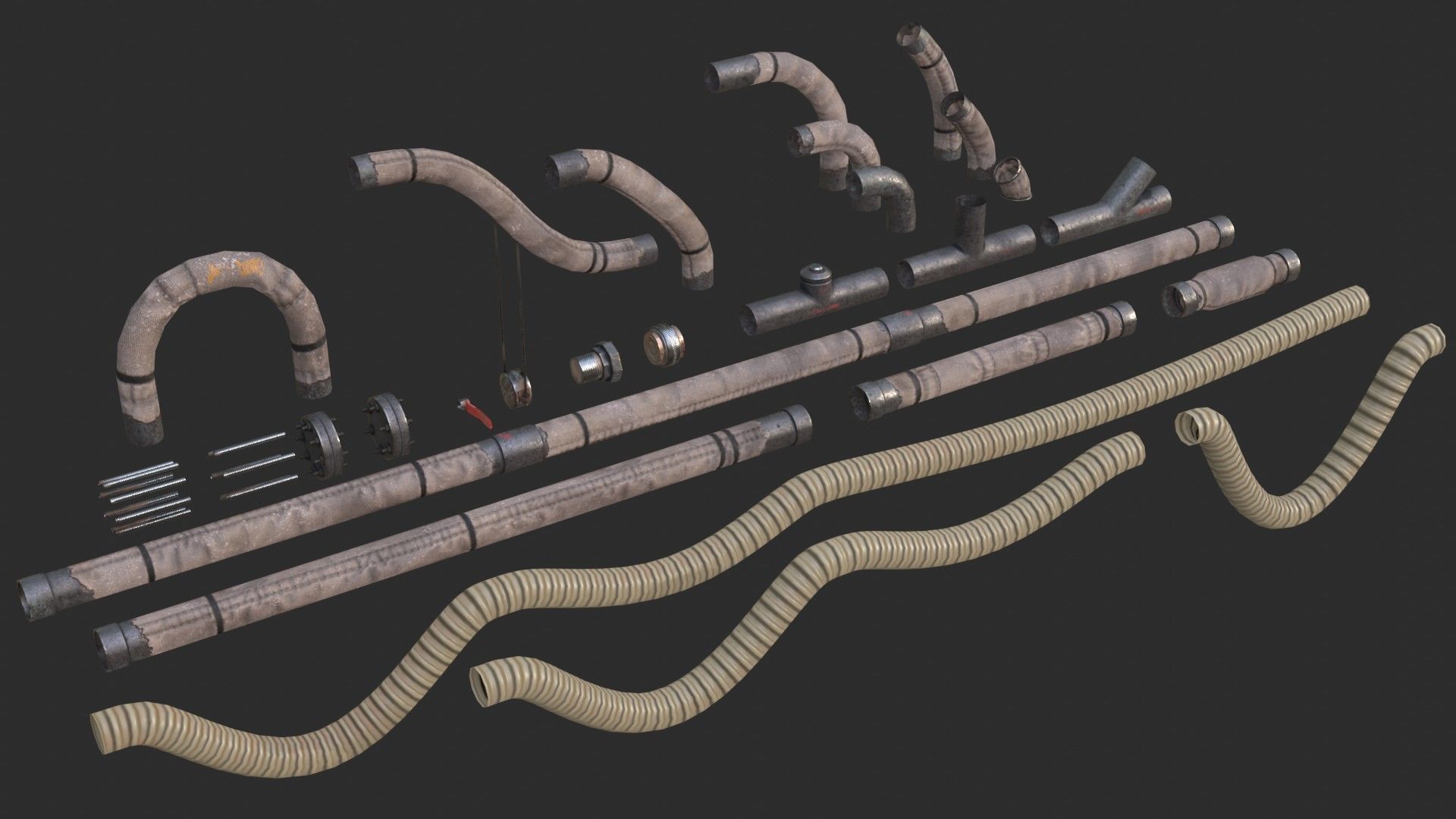 3D model Modular Pipes - Old Jute Insulated VR / AR / low-poly | CGTrader