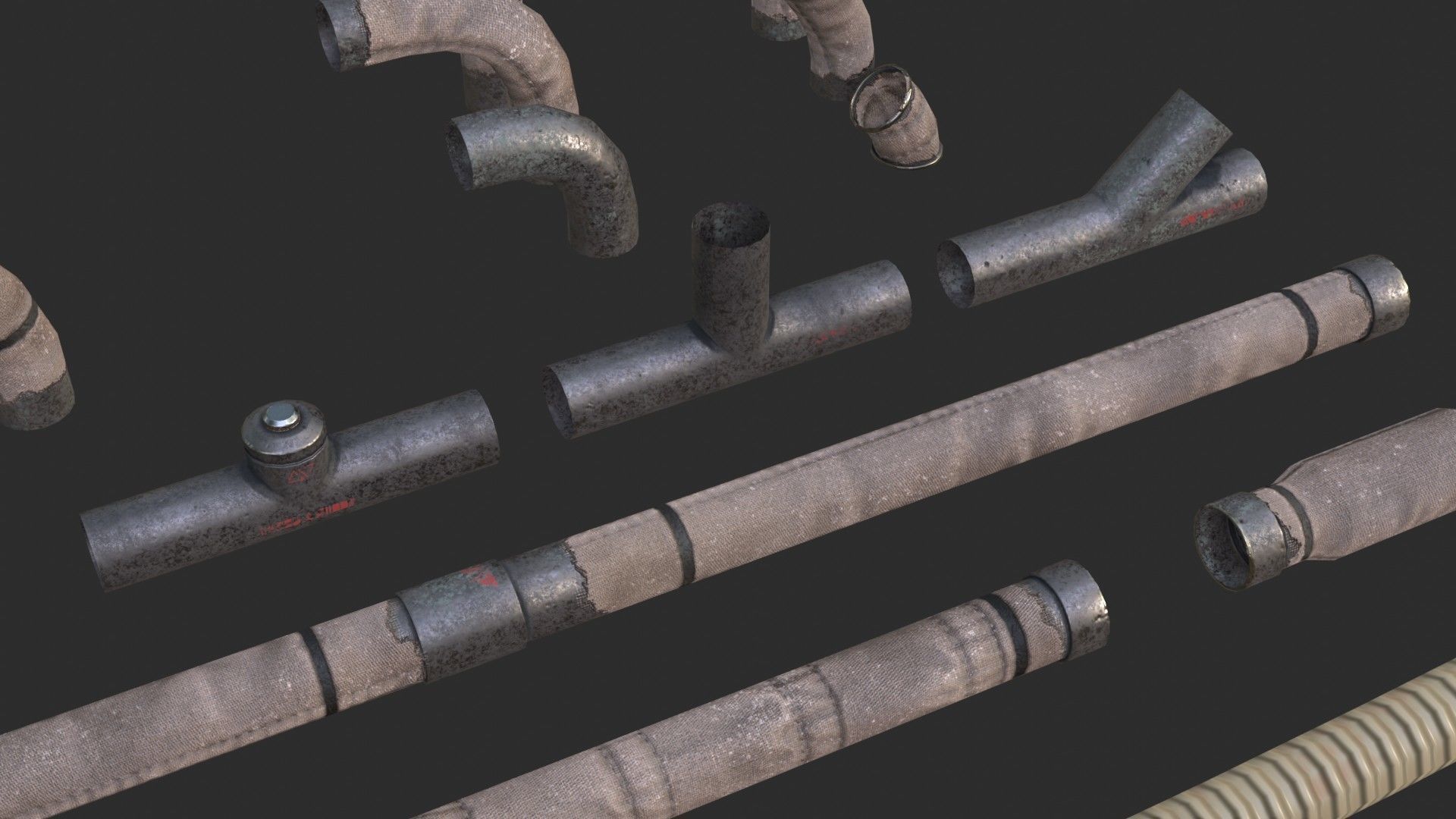 3D model Modular Pipes - Old Jute Insulated VR / AR / low-poly | CGTrader