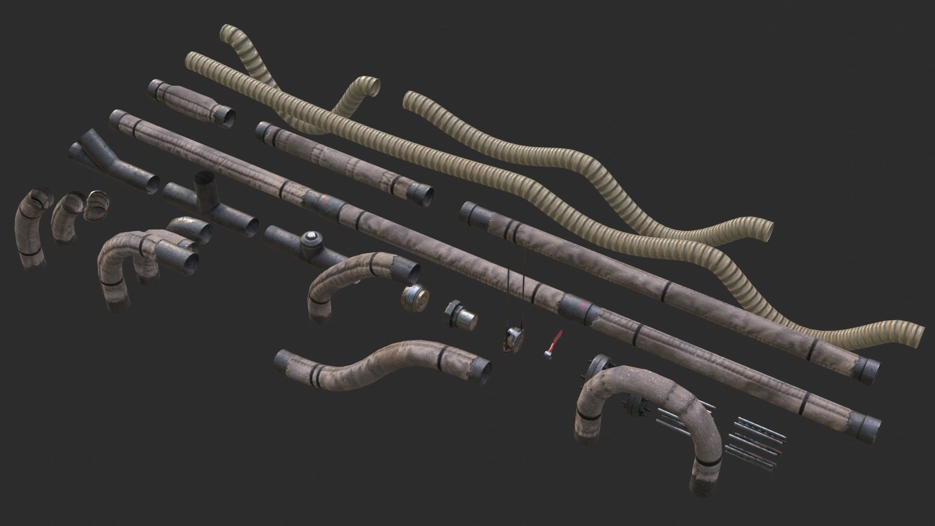 3D model Modular Pipes - Old Jute Insulated VR / AR / low-poly | CGTrader