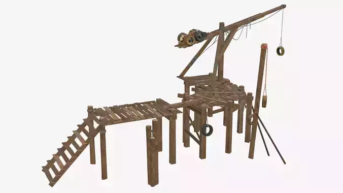 Modular Wooden Jetty Low-poly 3D model