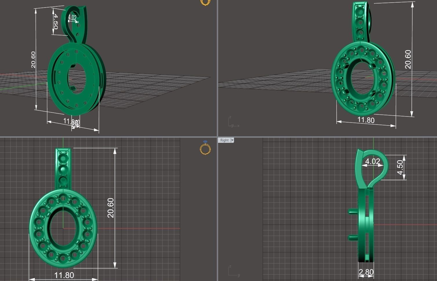 Pendant with oval stone and diamonds 2 3D print model_10