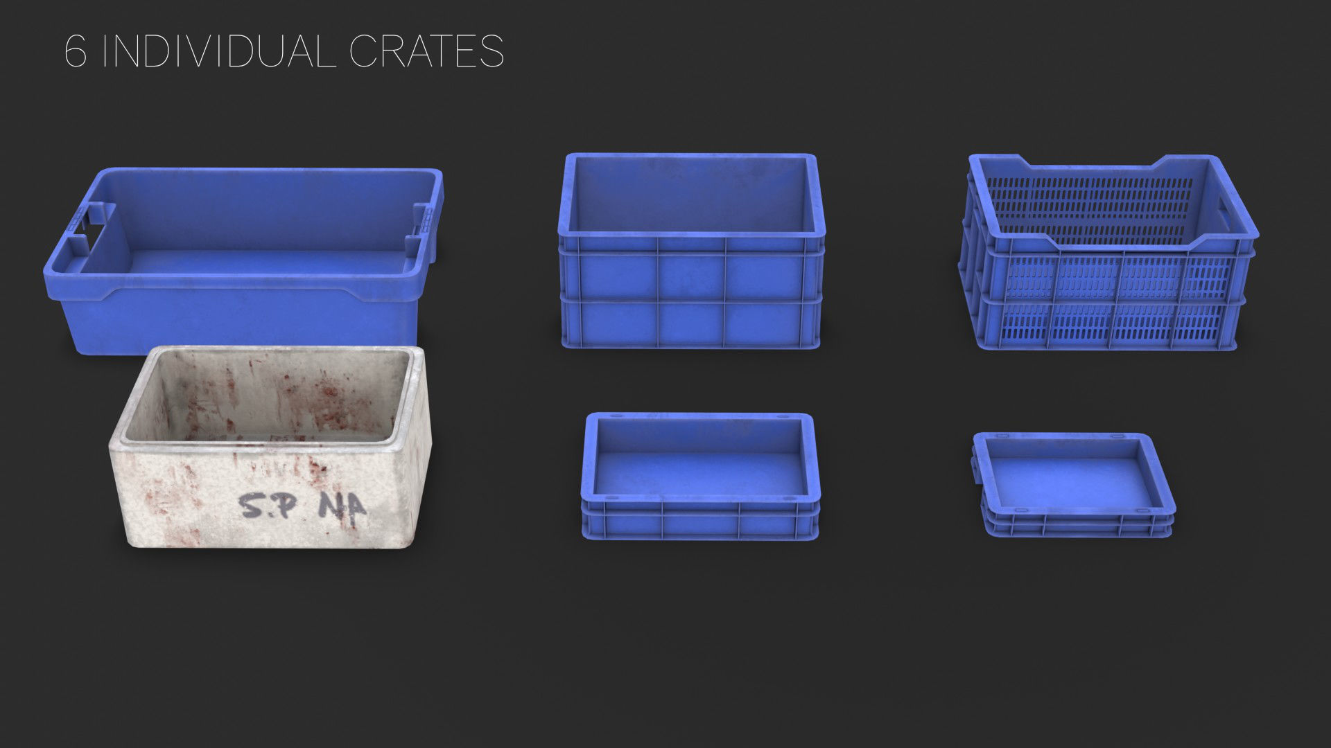 Fishing Plastic Crates Low-poly 3D model_9