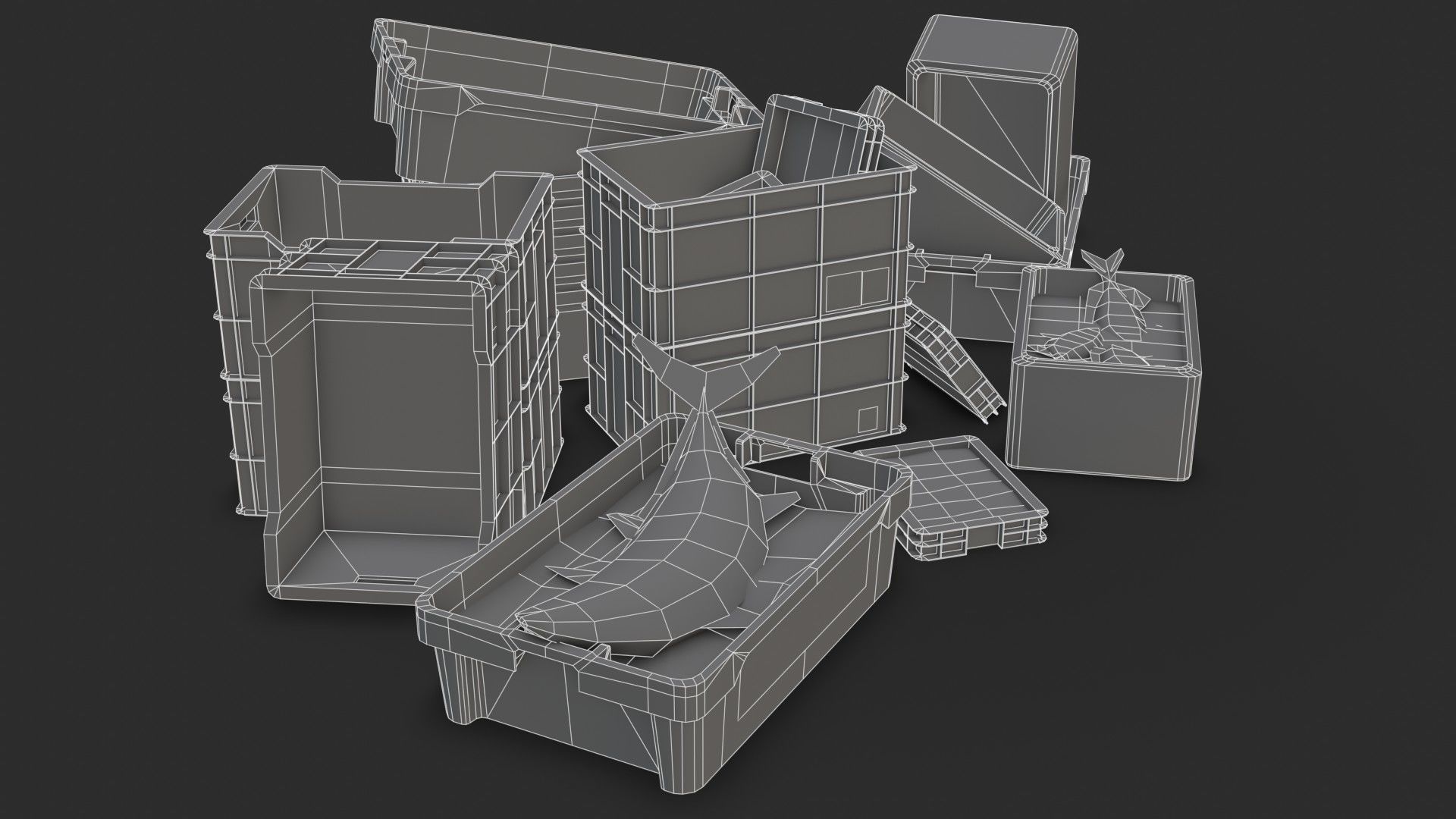 Fishing Plastic Crates Low-poly 3D model_18