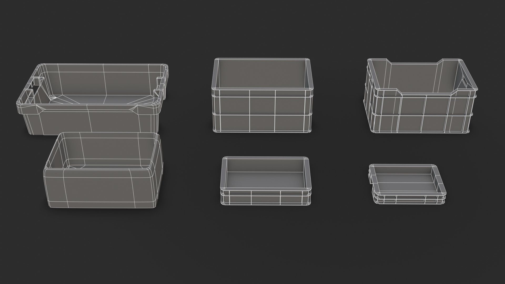 Fishing Plastic Crates Low-poly 3D model_24