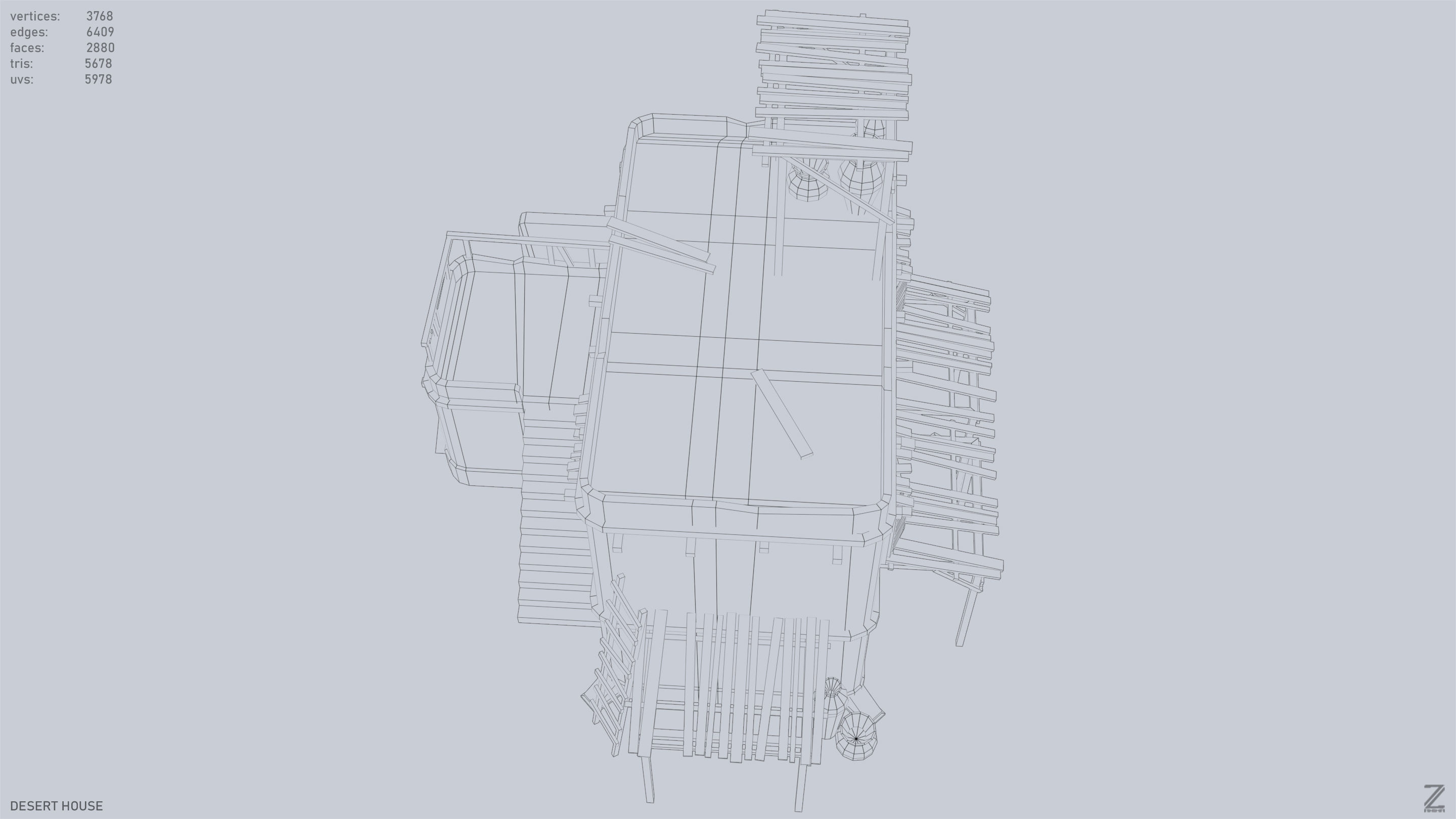 Desert house Low-poly 3D model_13