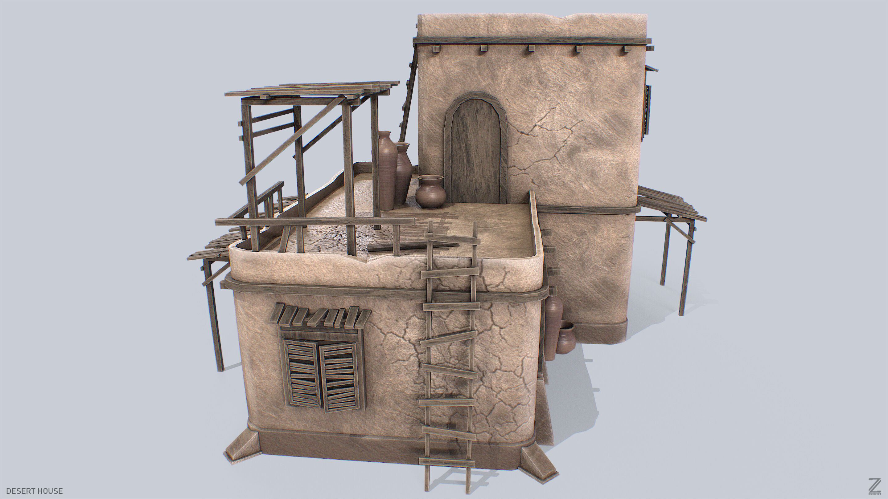 Desert house Low-poly 3D model_6