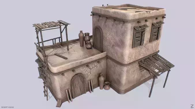 Desert house Low-poly 3D model