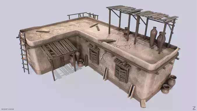 Desert house Low-poly 3D model