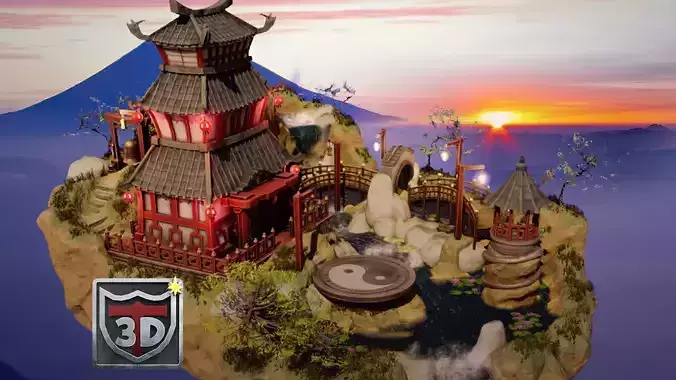 Blender 3  UE5  Oriental Imperial 3D Environment  Game Design