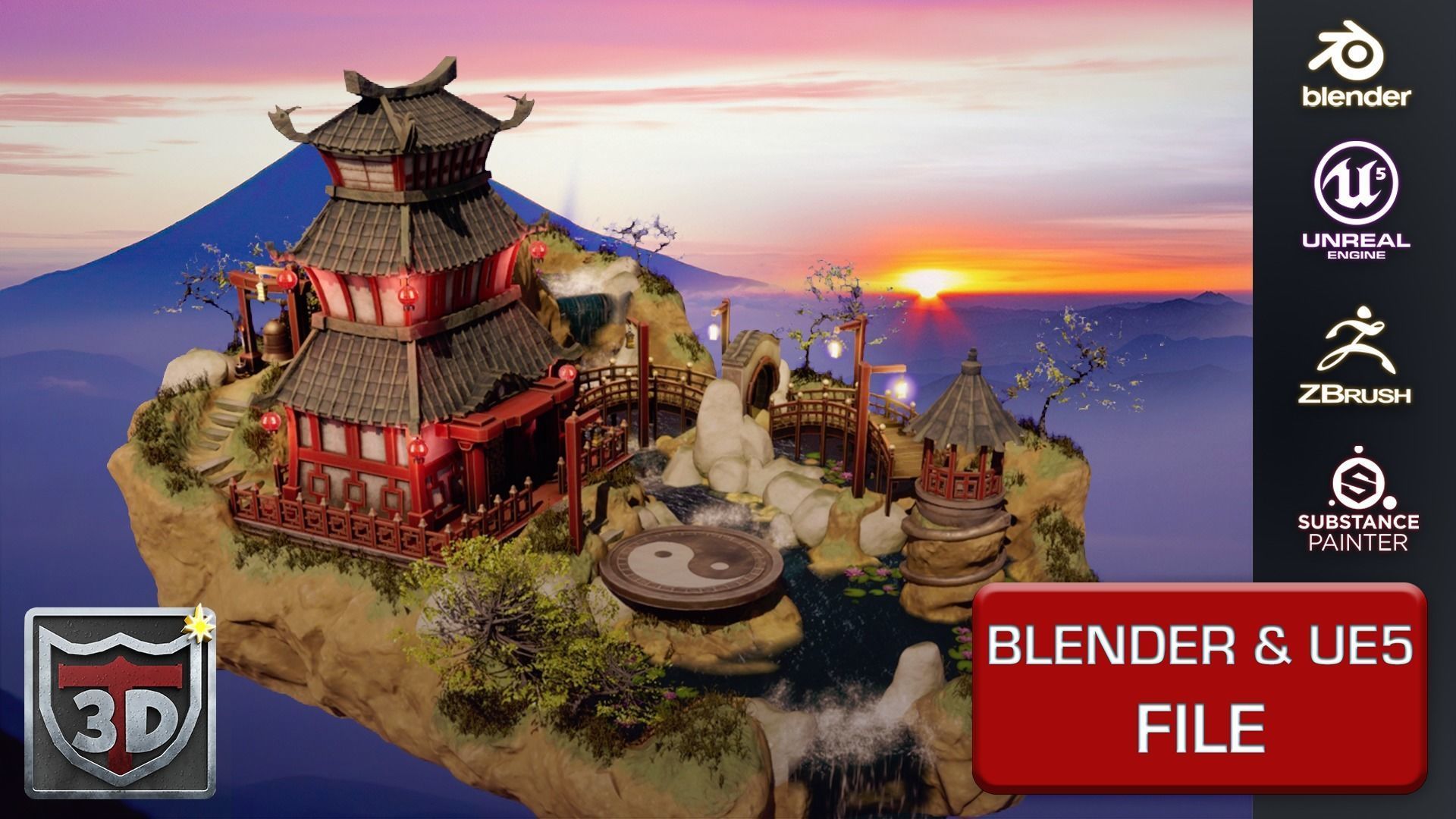 Blender 3 UE5 Oriental Imperial 3D Environment Game Design 3D model_3