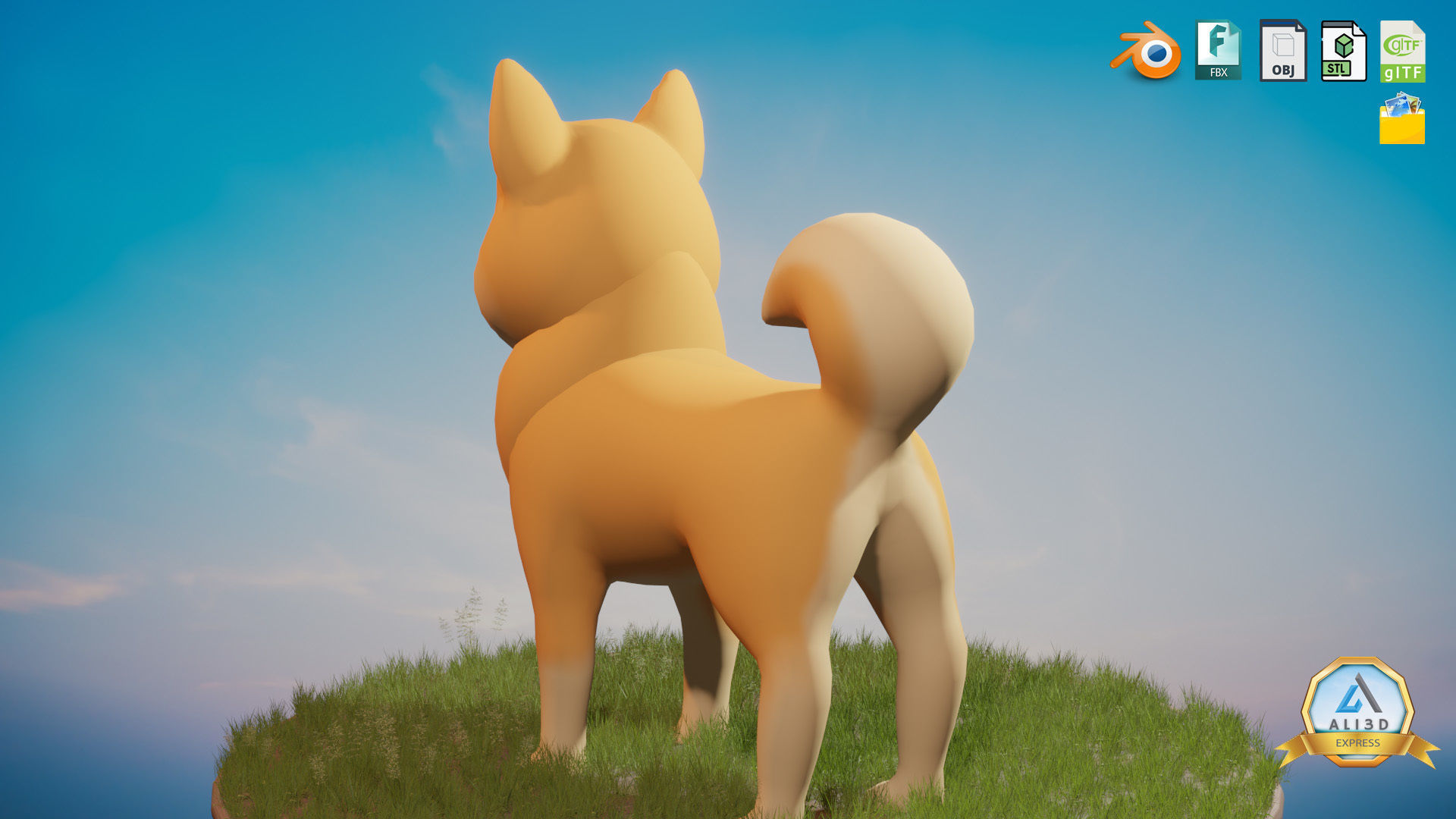 Shibainu Shiba-inu Dog  Low-poly 3D model_4