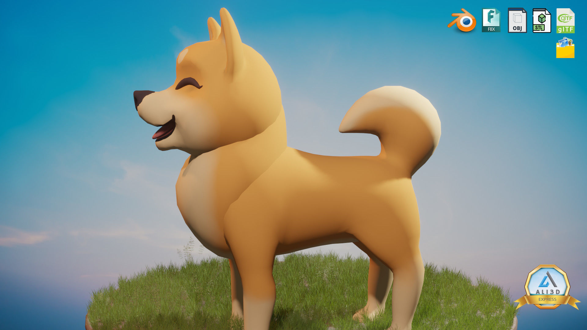Shibainu Shiba-inu Dog  Low-poly 3D model_3