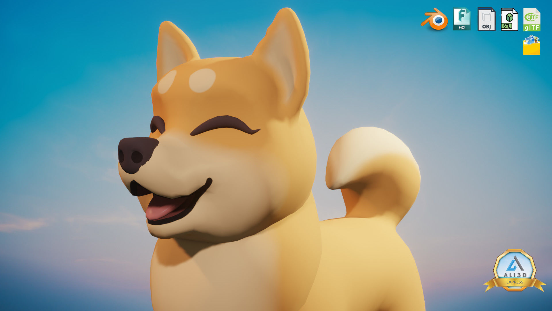 Shibainu Shiba-inu Dog  Low-poly 3D model_2