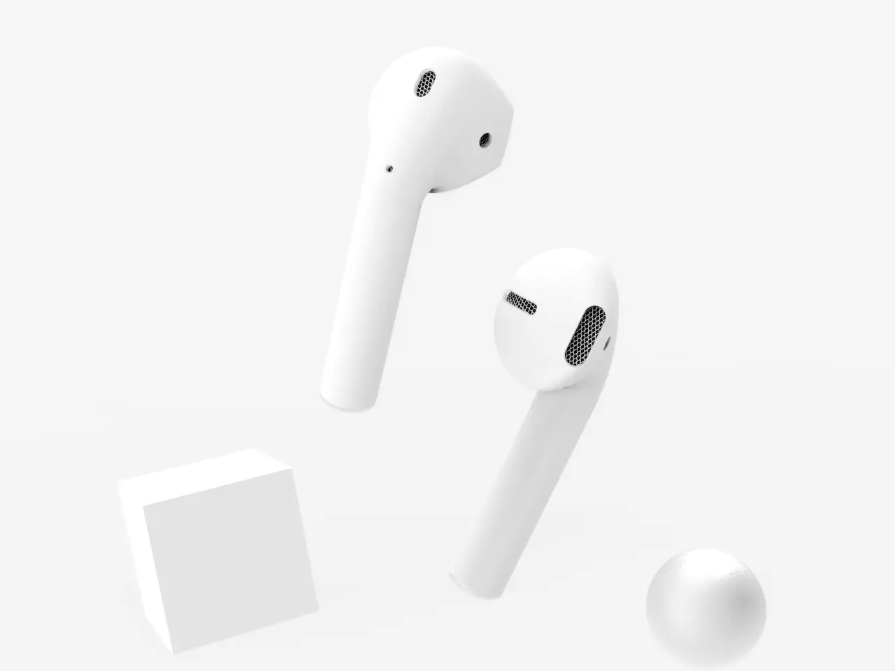 Airpods apple and cube Free 3D model