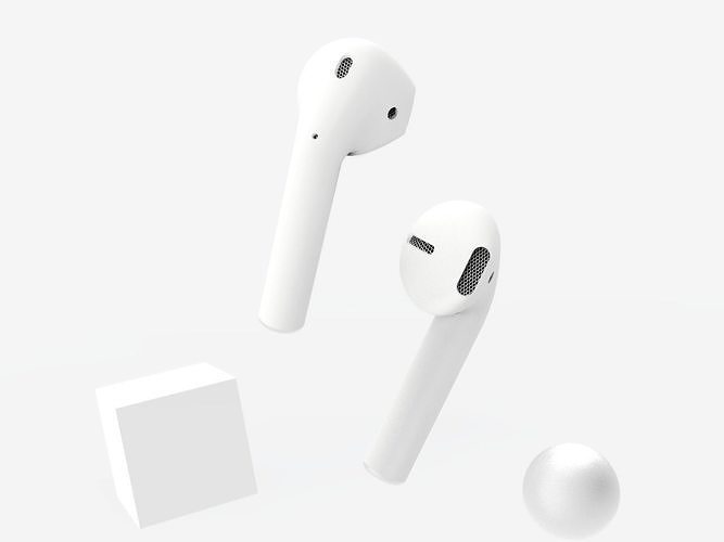 Airpods apple and cube Free 3D model