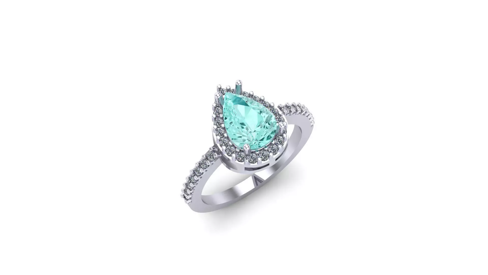 Solitario em gota com aro cravejado 3D print model_0